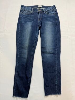 PAIGE $229 Womens 28 Dark Wash Raw Hem Kylie Crop Ankle Stretch Jeans Q15